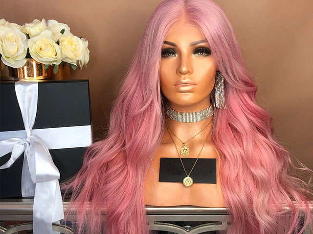 Pink wavy long hair Pink wavy long hair